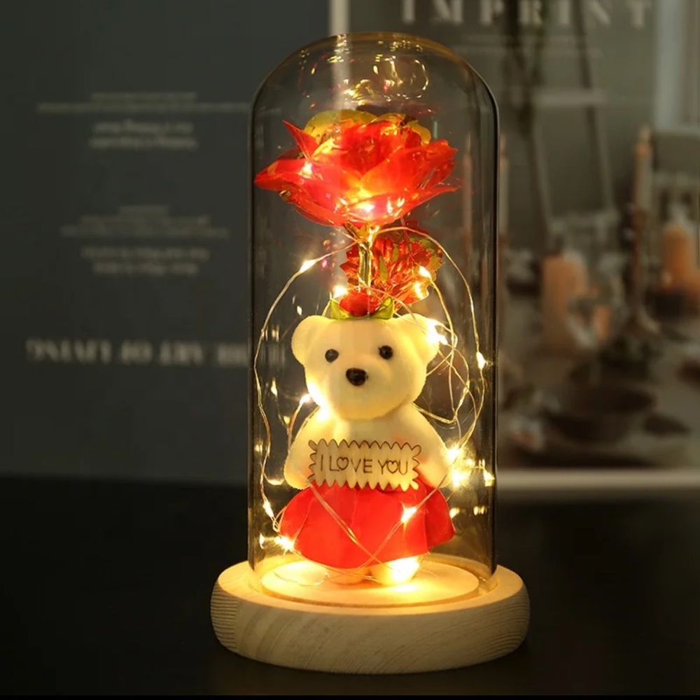Galaxy Teddy Bear in glass with LED light